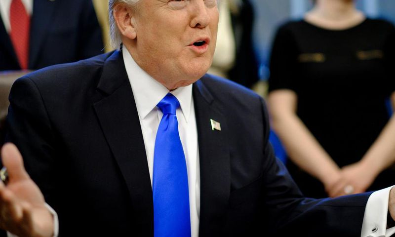 President Donald Trump in the Oval Office on Saturday.