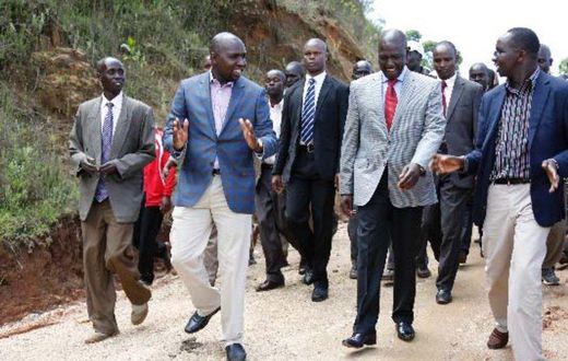 File image of Marakwet East MP Kangogo Bowen (R) with DP Ruto and Elgeyo Marakwet senator Kipchumba Murkomen