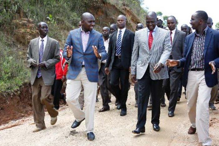 File image of Marakwet East MP Kangogo Bowen (R) with DP Ruto and Elgeyo Marakwet senator Kipchumba Murkomen