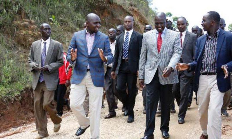 File image of Marakwet East MP Kangogo Bowen (R) with DP Ruto and Elgeyo Marakwet senator Kipchumba Murkomen