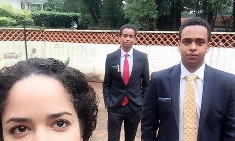 L-R: Coralie Vivares, Sean Kibaki, Mwai Kibaki Jnr