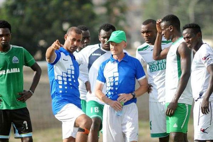 Gor Mahia players with Coach Ze Maria during a past training