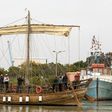 An identical replica of a 2,500 year-old Hellenic merchant ship during its launch ceremony in Haifa, Israel, on March 17, 2017