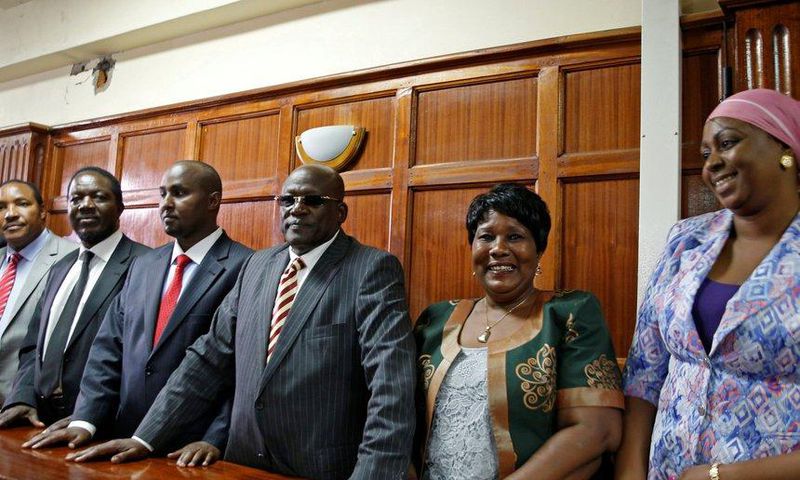 Politicians Aisha Jumwa, Florence Mutua, Johnstone Muthama, Junet Mohammed, Timothy Bosire, Ferdinand Waititu, Moses Kuria and Kimani Ngunjiri stand in the dock at the Milimani Law Courts over alleged hate speech.