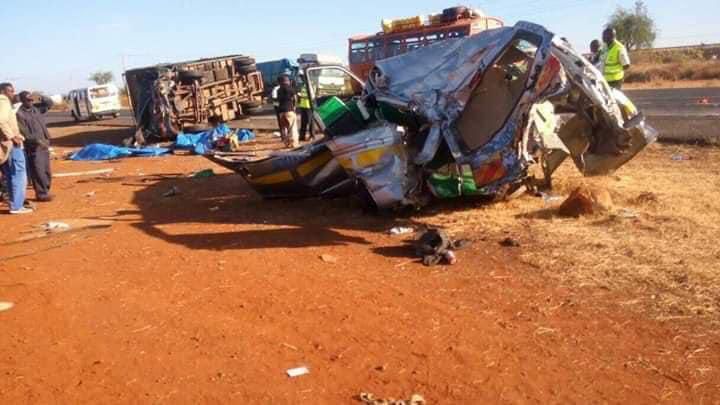14-seater matatu mangled after crash with lorry along Mombasa Road (Capital FM)