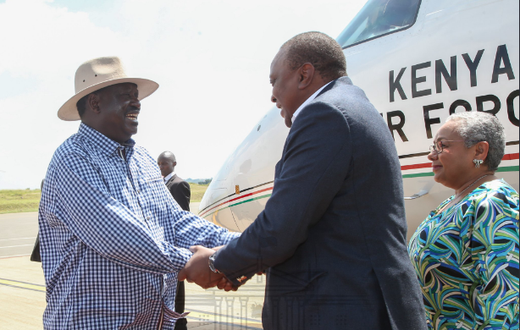 File image of Raila Odinga with President Uhuru Kenyatta