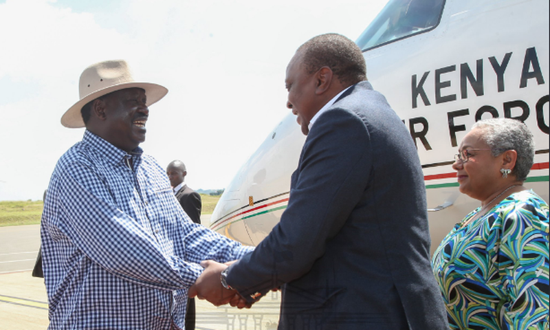 File image of Raila Odinga with President Uhuru Kenyatta