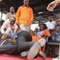 Homa Bay Town MP Peter Kaluma and his rival Washington Ogaga wrestle each other to the ground before ODM supporters and party leaders at the Homa Bay Stadium on November 27, 2016.