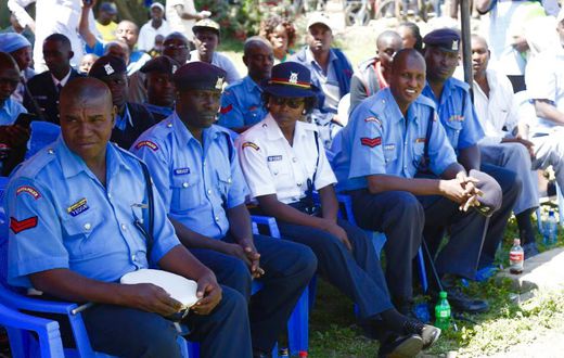 Police Officers at Kayole Police Station during 2018 Christmas celebrations officiated by Interior CS Fred Matiang'i and IG Joseph Boinnet (Twitter)
