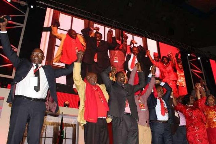 MPs who defected from the opposition to the Jubilee Party during a delegates’ meeting on September 9 at the Safaricom Stadium Kasarani.