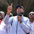 Nairobi gubernatorial aspirant Peter Kenneth (right) and Starehe MP Maina Kamanda addressing tarders at Wakulima Market on February 28, 2017.