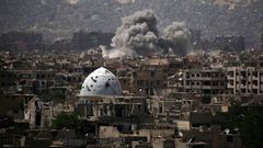 Jobar, a rebel-held district on the eastern outskirts of the Syrian capital Damascus, was hit by an air strike on April 29, 2017.