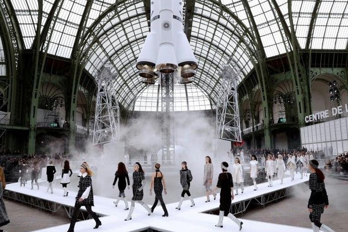 Models present creations by Chanel during the women's Fall-Winter 2017-2018 ready-to-wear collection fashion show at the Grand Palais in Paris