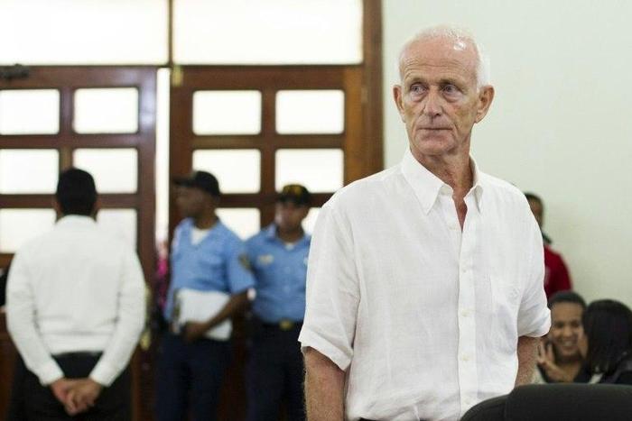 French alleged broker Alain Castany, accused of trying to fly dozens of suitcases packed with cocaine from the Dominican Republic to France, as the trial against him resumes, in Santo Domingo on June 5, 2015