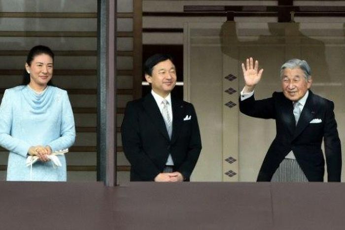 Emperor Akihito, second right, with Empress Michiko, right, is prearing to stand down in favour of Crown Prince Naruhito, second right, seen with his wife Crown Princess Masako