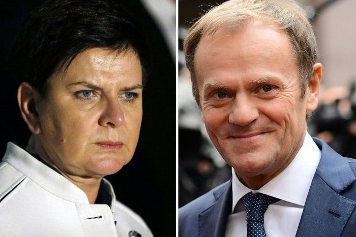 Polish Prime Minister Beata Szydlo (L) and EU President Donald Tusk are at loggerheads