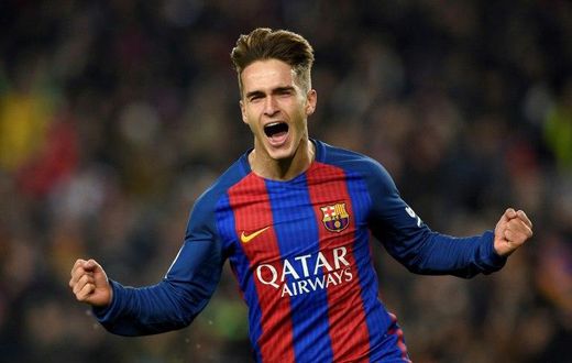 Barcelona's Denis Suarez celebrates after scoring the opener against Real Sociedad during the Spanish Copa del Rey quarter final second leg football match at Camp Nou stadium in Barcelona on January 26, 2017