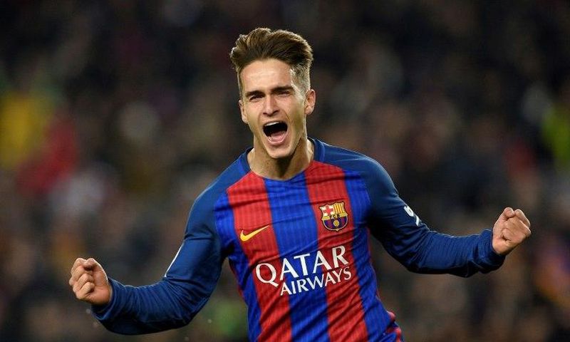 Barcelona's Denis Suarez celebrates after scoring the opener against Real Sociedad during the Spanish Copa del Rey quarter final second leg football match at Camp Nou stadium in Barcelona on January 26, 2017