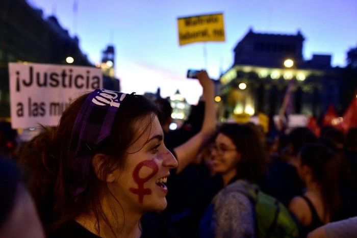 International Women's Day protesters in Madrid called for an end to domestic violence, a growing problem in Spain