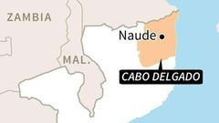 Map of Mozambique locating Cabo Delgado province