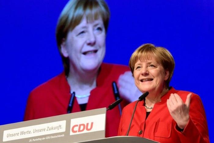 German Chancellor Angela addresses her conservative Christian Democratic Union party in Essen on December 6, 2016