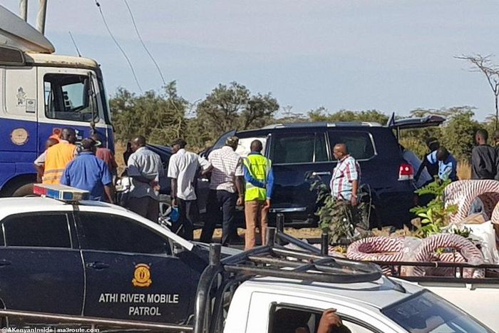 Toyata Prado belonging to the Zambian High Commission that was involved in an accident at the Lukenya Bridge