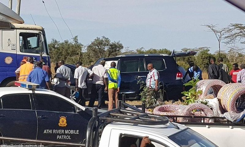 Toyata Prado belonging to the Zambian High Commission that was involved in an accident at the Lukenya Bridge