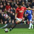 Manchester United's striker Marcus Rashford shoots but misses the target during the English Premier League football match between Manchester United and Chelsea at Old Trafford in Manchester, north west England, on April 16, 2017
