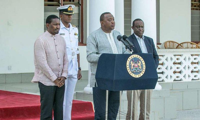 President Uhuru Kenyatta with CSs Henry Rotich and Mwangi Kiunjuri