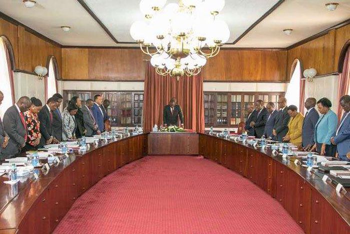 President Uhuru Kenyatta and Deputy President William Ruto during a Cabinet meeting at State House, Nairobi