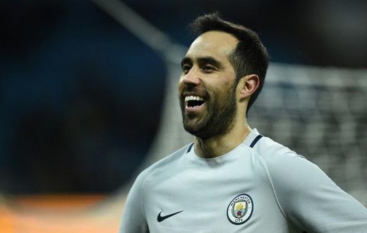 Manchester City's goalkeeper Claudio Bravo reacts during the FA Cup fifth round replay football match against Huddersfield Town March 1, 2017