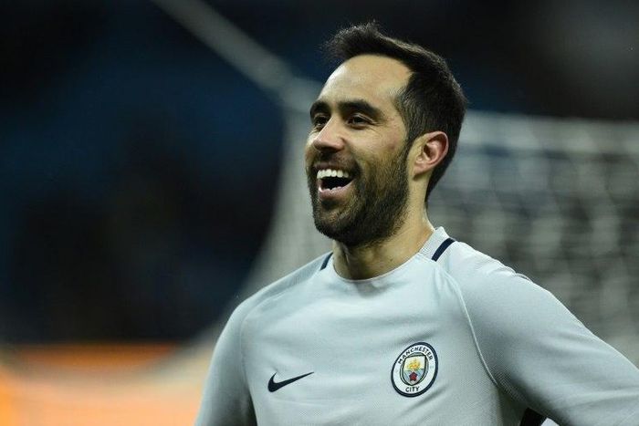 Manchester City's goalkeeper Claudio Bravo reacts during the FA Cup fifth round replay football match against Huddersfield Town March 1, 2017