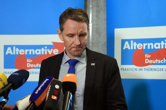 Bjoern Hoecke, chairman of the anti-immigration Alternative for Germany (AfD) party in the eastern federal state of Thuringia, gives a statement on February 13, 2017 at the Thuringian regional parliament in Erfurt, eastern Germany