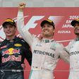 Nico Rosberg (C) roared to victory at Japan Grand Prix with Hamilton (R) trailing in third, stretching his lead to 33 points with only four races left this season