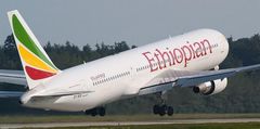 Ethiopian Airlines taking off from the runway