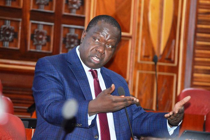 Interior CS Fred Matiang'i addresses the Senate Liaison Committee on March 18, 2019