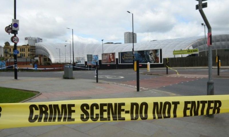 A police cordon surrounds Manchester Arena following a terror attack as a suicide bomber targetted fans leaving a pop concert by Ariana Grande