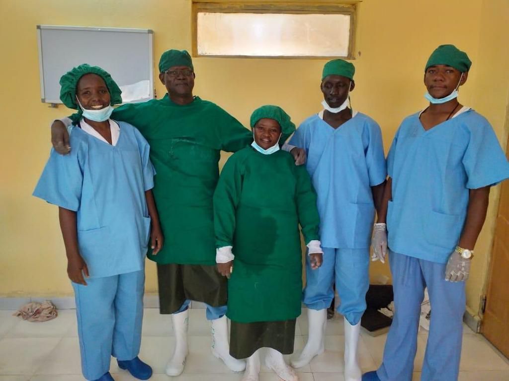 Dr Ekiru Kidalio and his team who successfully performed the first ever c-section at Lorugum Sub County Hospital, Loima in Turkana County (Twitter)