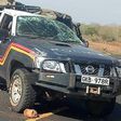 Wreckage of the police vehicle from Lafey Police Station, Mandera County