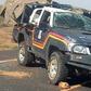 Wreckage of the police vehicle from Lafey Police Station, Mandera County
