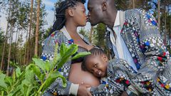 King Kaka and his Wife Nana Owiti who has clapped back at Critics over breast feeding