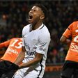 Paris Saint-Germain's midfielder Christopher Nkunku reacts during the French L1 football match Lorient vs Paris SG at the Moustoir stadium in Lorient on March 12, 2017