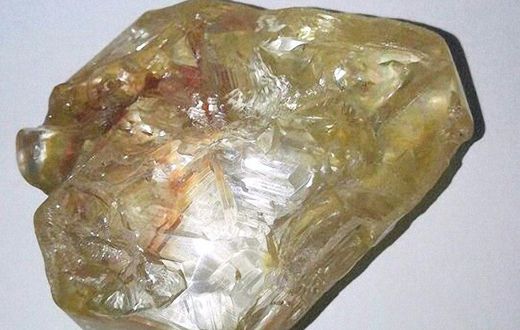 A 706-carat diamond is seen in this March 16, 2017 image in Freetown, Sierra Leone