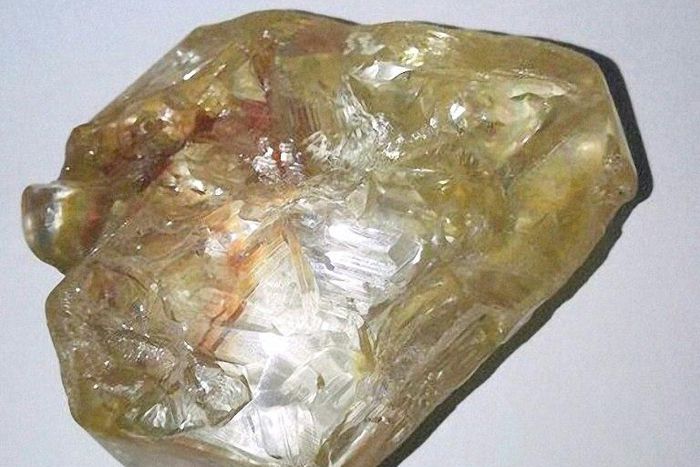 A 706-carat diamond is seen in this March 16, 2017 image in Freetown, Sierra Leone