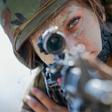 An Israeli female soldier from the Bardalas battalion takes part in training at a military camp near the northern Israeli city of Yoqne'am Illit