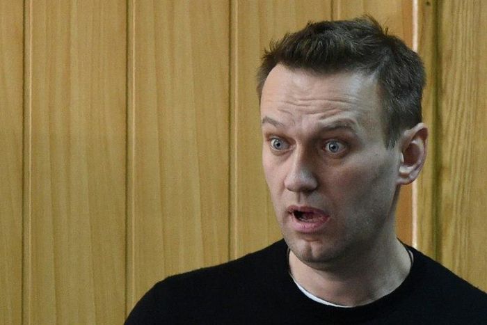 Kremlin critic Alexei Navalny, who was arrested during March 26 anti-corruption rally, attends a hearing at a court in Moscow on March 27, 2017
