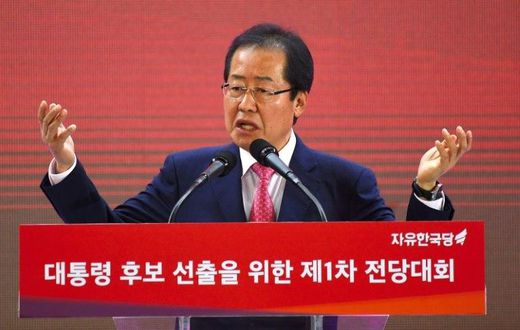 Hong Joon-Pyo, presidential candidate of the Liberty Korea Party, is known for his outspoken rhetoric and sexist remarks, and compares himself with Donald Trump as an outsider in the race for the May 9 vote