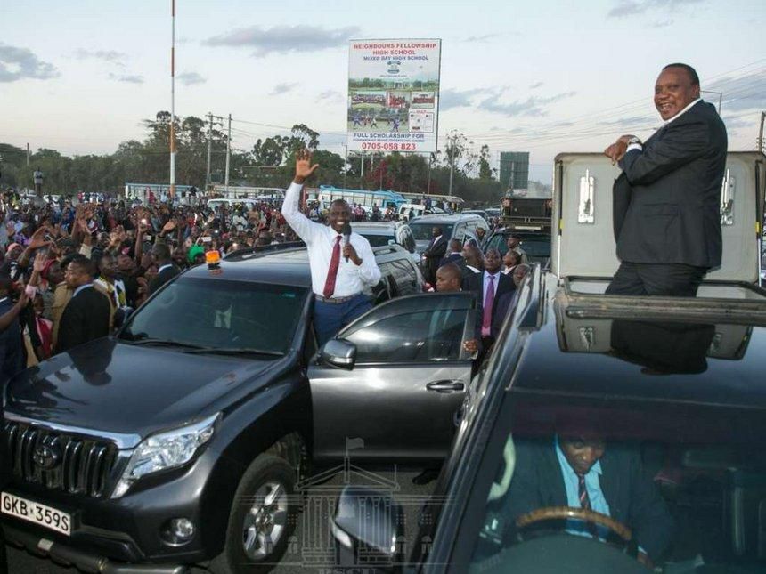 File image of President Uhuru Kenyatta and Deputy President William Ruto in Kitengela