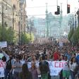 People demonstrate in support of the Central European University (CEU) in Budapest on April 2, 2017, following allegations of the Hungarian Prime Minister that the prestigious university was cheating students by breaking rules