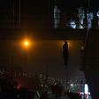 The body of a man hangs from a bridge in Tijuana, northwestern Mexico, on late Nov 2, 2016